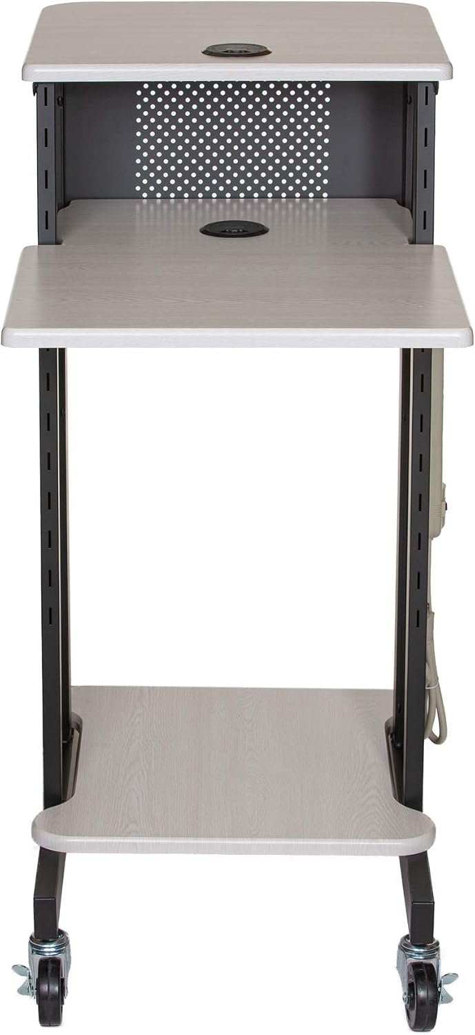 OEF Furnishings Presentation Cart and Stand, OEFPRC200, Steel Frame, Ivory Woodgrain