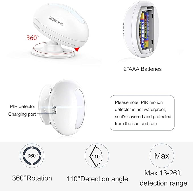 Wireless Motion Sensor Door Chime: Indoor Motion Detector Alarm Business Entry