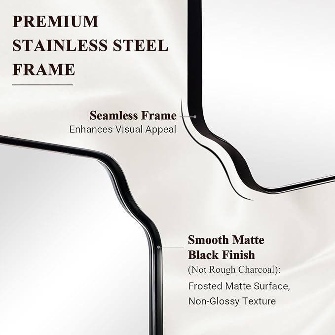 ANDY STAR Bathroom Vanity Mirror, 24x36 Inch Matte Black Mirror, Modern