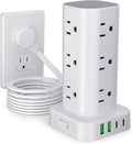 Power Strip Tower with Multiple Outlets, Flat Plug Surge Protector Tower