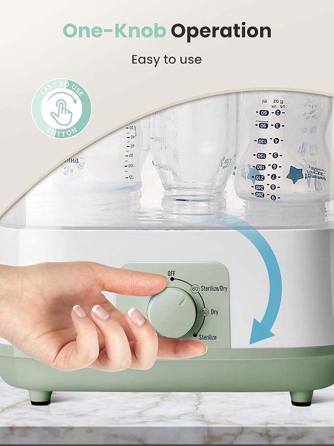 Grownsy Adjustable 4 in 1 Large Bottle Sterilizer and Dryer, 8 Bottles Capacity