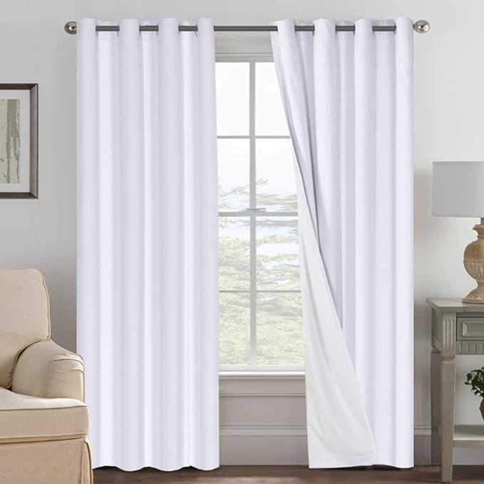 H.VERSAILTEX 108 inch Curtains, Linen Blackout Curtains 100% Absolutely Blackout