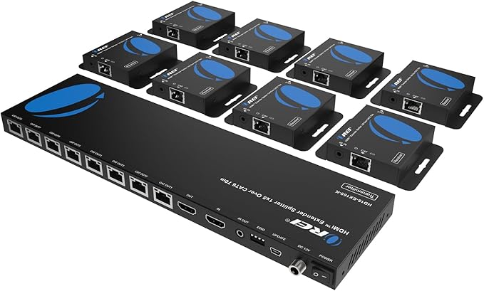 OREI 4K 1x8 HDMI Extender Splitter Multiple Over CAT 6/7 Cable