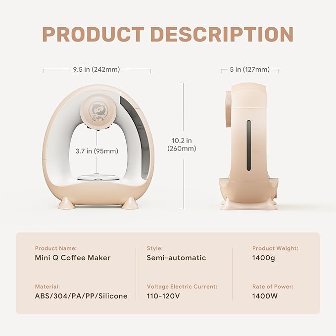 Single Serve Coffee Maker, Fast Brew in 2 minutes, Stylish＆Compact Design