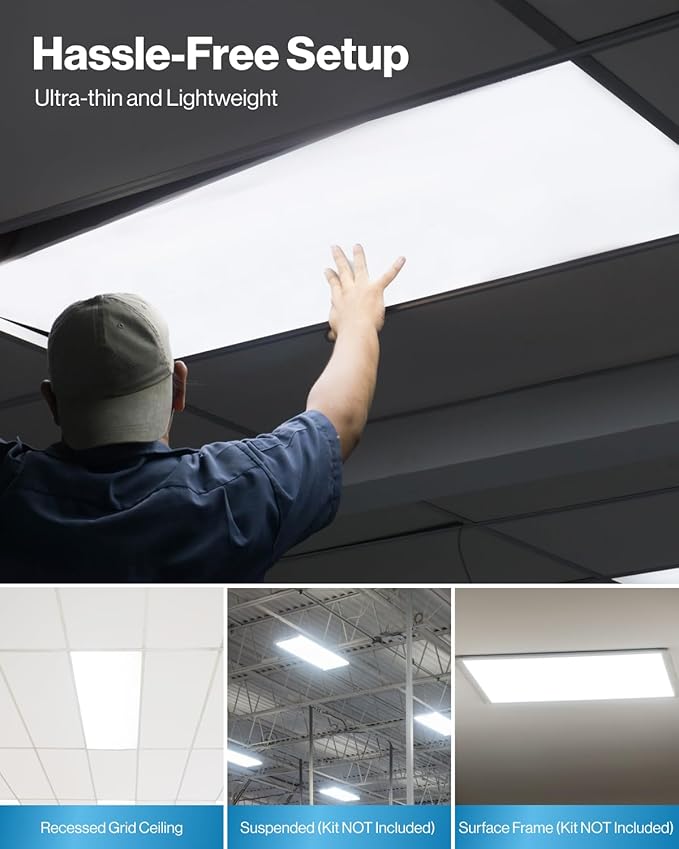 Sunco 2x4 LED Flat Panel Light Drop Ceiling Office Fixture, 7700 LM, Selectable (2 Pack)