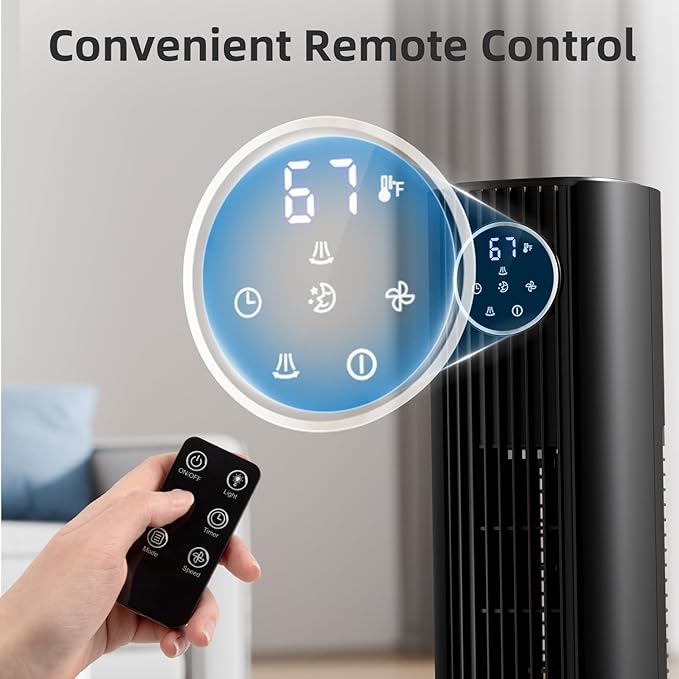 Antarctic Star Tower Fan Portable Floor Fans 85°Oscillating Fan Quiet Cooling