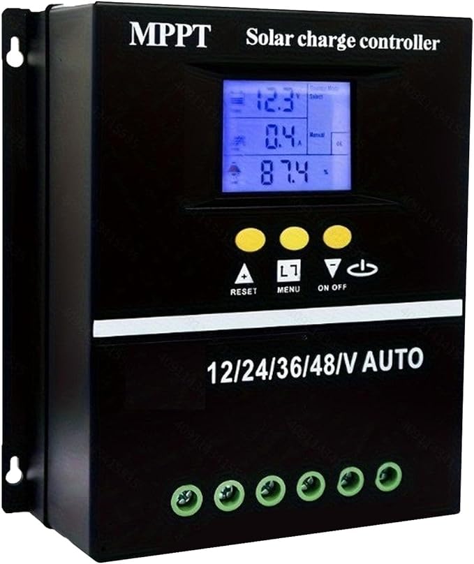 Saooer 100A MPPT Solar Charge Controller, 12/24/36/48V, LCD Display, Dual USB