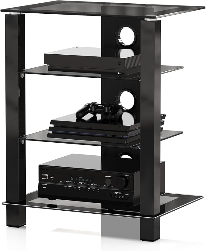 FITUEYES 4-Tier AV Media Cabinet Stand Component Cabinet, Gaming TV Stand and