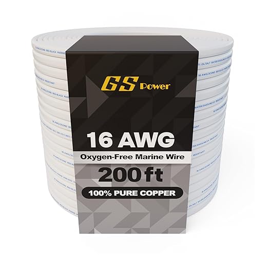 GS Power 200 Ft Duplex Marine Wire, 16 Gauge Wire, Oxygen-Free Tinned Copper 16