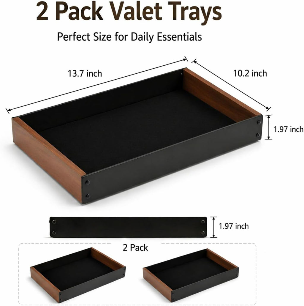 geelin 2 pack desk drawer organizer, valet tray, close-up detail