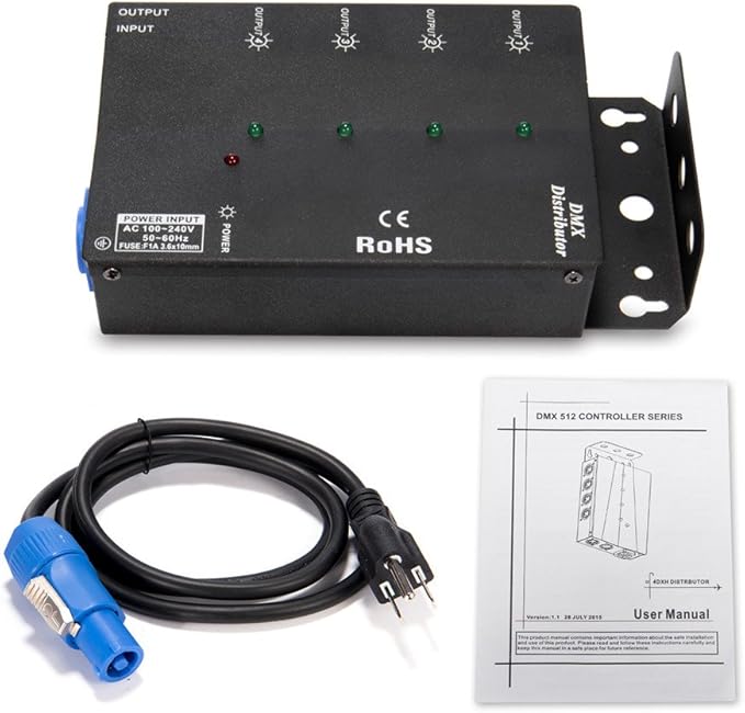 MFL. 4-Way Isolated DMX Splitter Amplifier Distributor