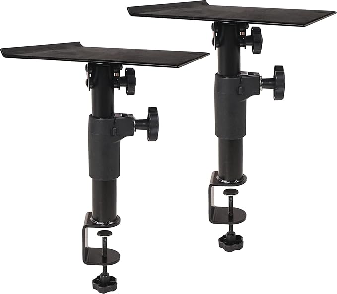 Sound Town 2-Pack Desktop Clamp-On Studio Monitor Speaker Stands