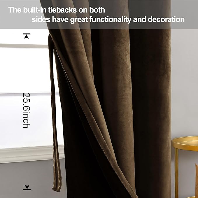 JIUZHEN Room Darkening Velvet Curtains 2 Panels Set, Luxury Window Treatment