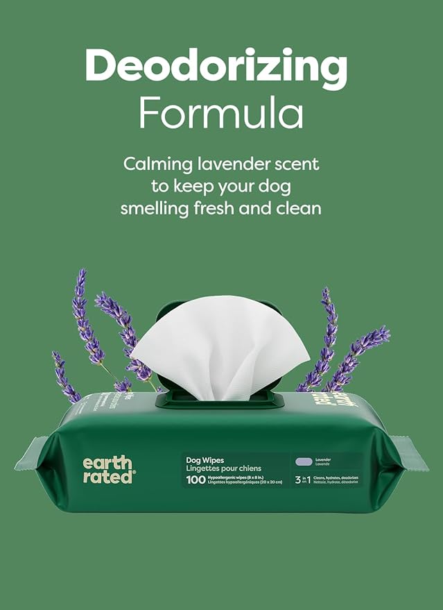 Earth Rated Dog Wipes, Hypoallergenic, Cleaning and Hydrating, (400ct)