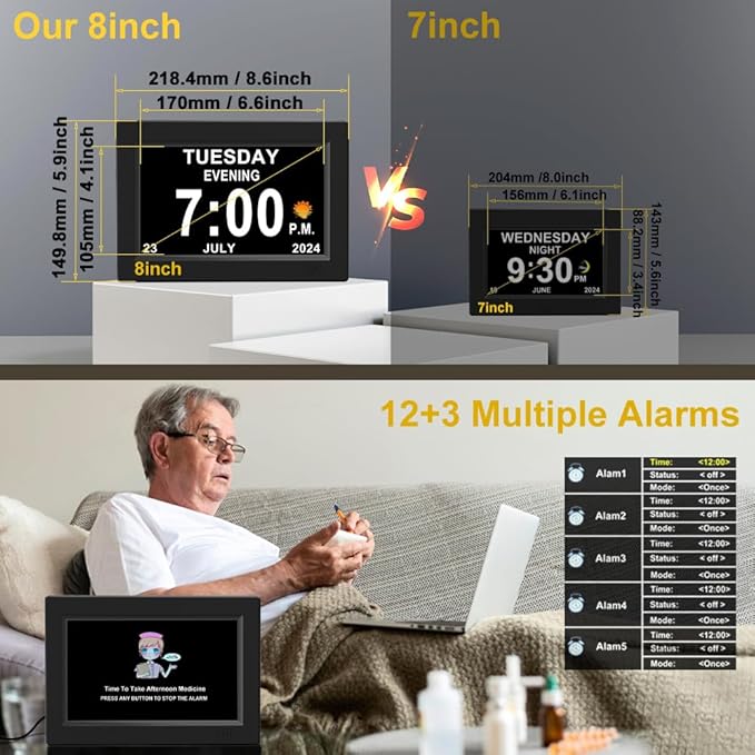 CAZOKASI 8inch Extra Large Impaired Vision Digital Alarm Clock