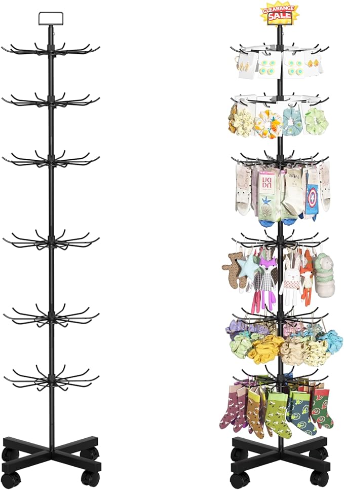Exttlliy Retail Display Stand Store Display Rack 6 Tier Metal Spinning Display