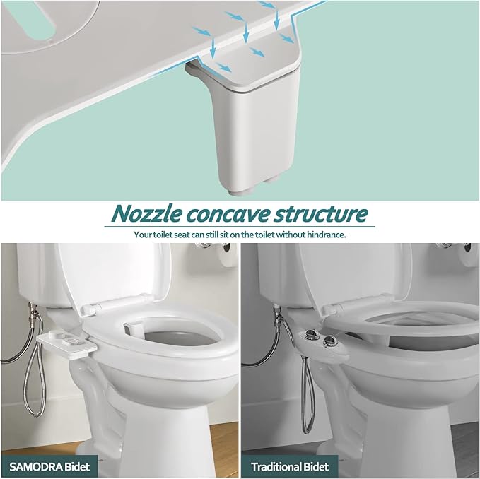 SAMODRA Bidet Attachment, Non-Electric Cold Water Bidet Toilet Seat Attachment