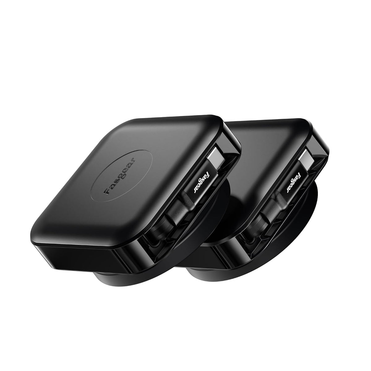 Fasgear Retractable USB C Cable, 2 Pack, 6ft, Black