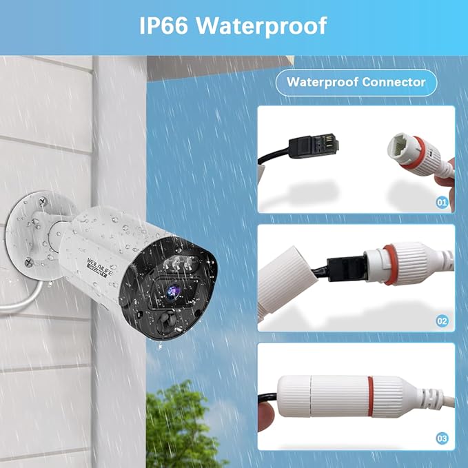【130° Ultra Wide-Angle & 2-Way Audio】 Outdoor Wired Security Camera System