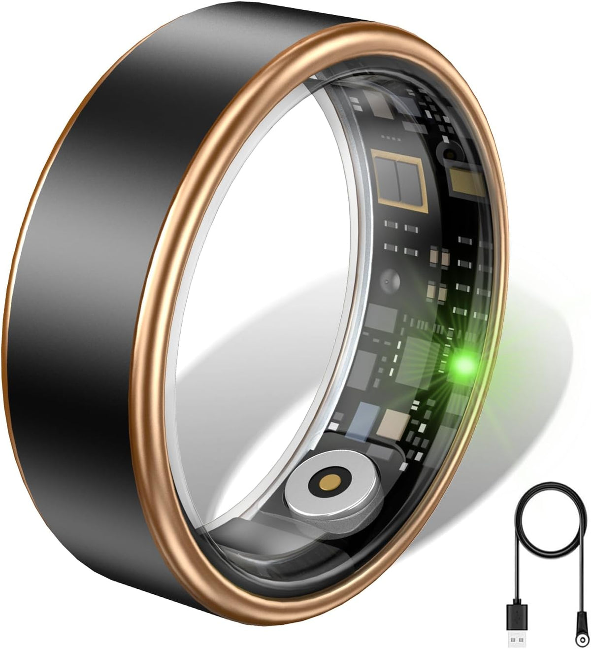 Smart Ring for Women & Men, IP68 Health Fitness Tracker (Black, 8)