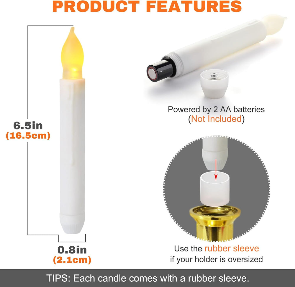 48 Pack LED Taper Candles Battery Operated, Halloween Flameless Flickering Ha...