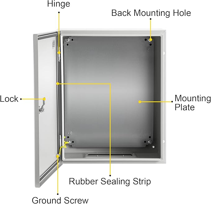 VEVOR NEMA Steel Enclosure, IP66 Waterproof & Dustproof, Outdoor/Indoor
