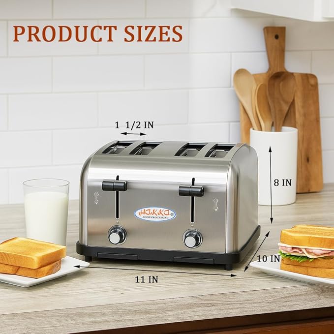 Hakka Toaster 4 Slice, Heavy-Duty Stainless Steel Toasters Commercial Toaster