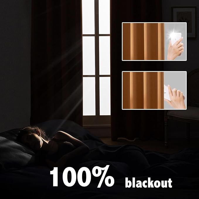 Anytime 100% Blackout Curtain 2 Panels Set, Thermal Insulated Window Drapes