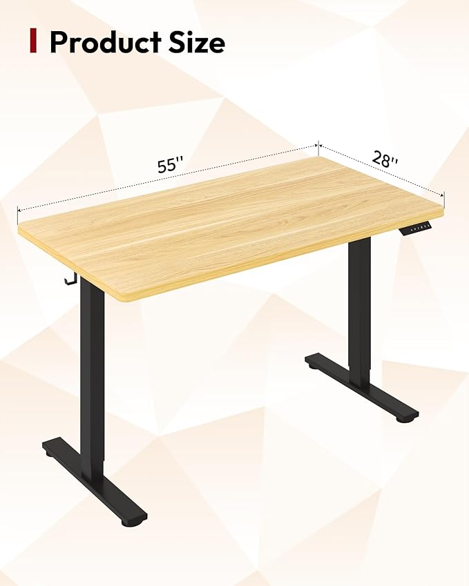 SANODESK Electric Standing Desk 55 x 28 Inches Whole-Piece Desktop Height