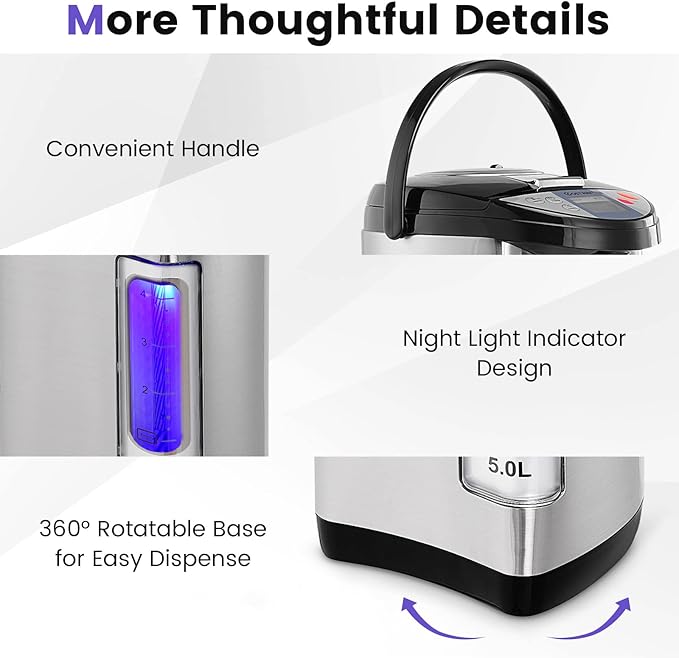 COSTWAY Instant Electric Hot Water Boiler and Warmer, 5-Liter LCD Water Pot