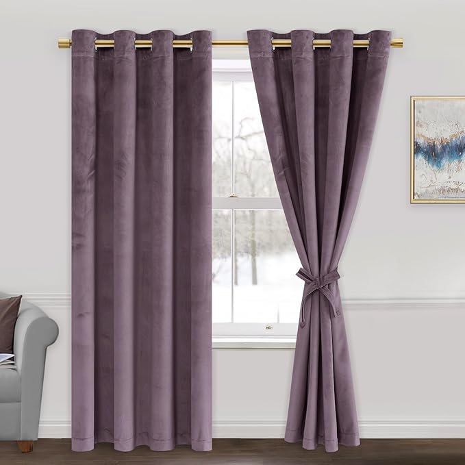 JIUZHEN Lavender Velvet Curtains 72 inches