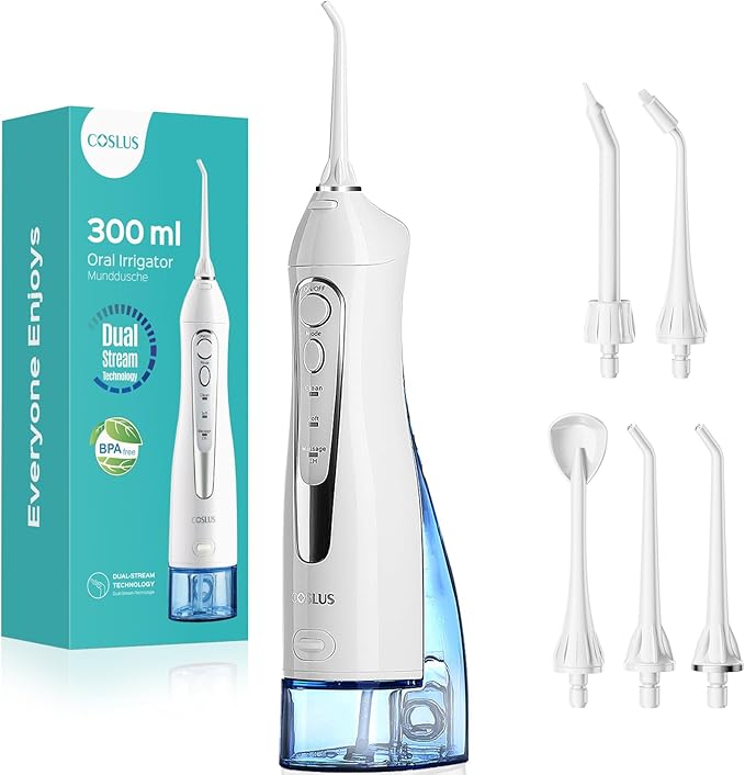 COSLUS Water Dental Flosser Teeth Pick: Portable Cordless Oral Irrigator 300ML