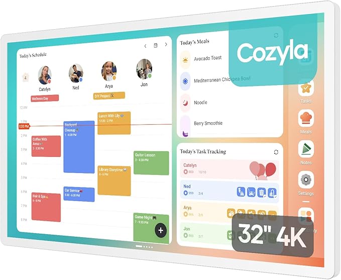 Cozyla Digital Calendar+ 2: 32’’ 4K Wall Planner Touch Screen Chore Chart