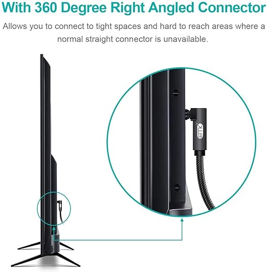 EMK 90 Degree Toslink Optical Cable 360 Degree Free-Rotating Plug Fiber Optic