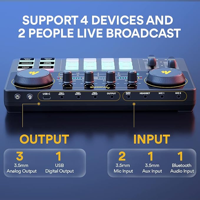MAONO Podcast Equipment Bundle Audio mixer All-in-One Podcast Production Studio