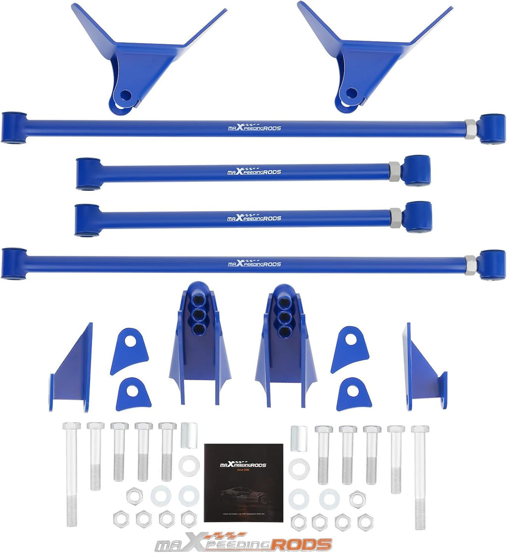 maXpeedingrods Triangulated 4 Link Kit for Chevy S10 Pickup 1994-2004 Rear Suspension 28" Steel Bar for Truck Adjustable