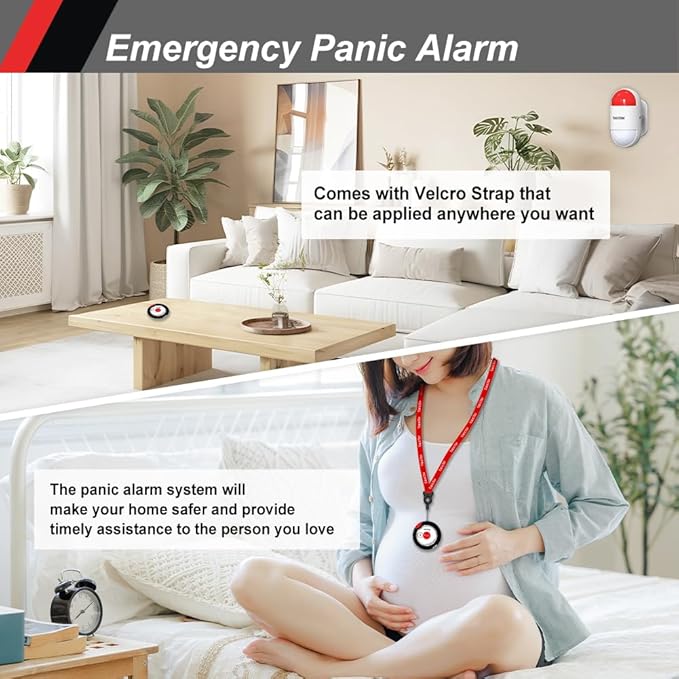 Panic Button Alarm for Security Emergency Remote Panic Alarm Siren for Home