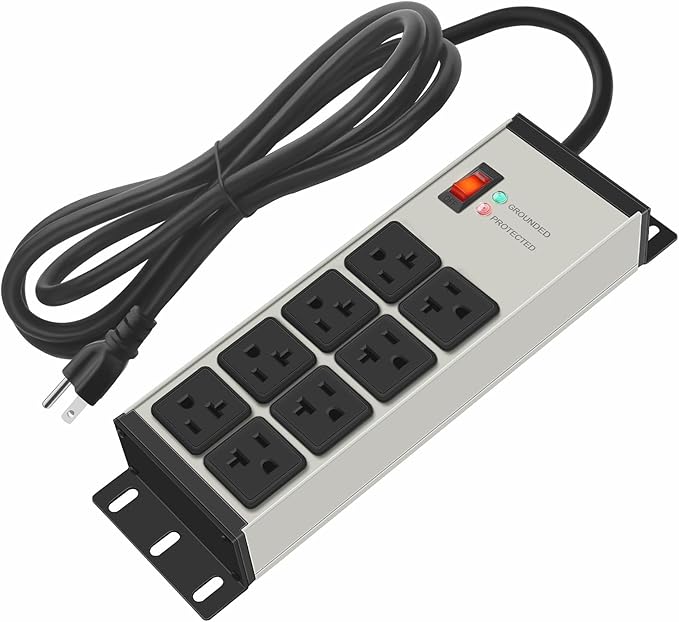 CCCEI Magnetic Heavy Duty Power Strip Surge Protector 20Amp, 12 Gauge High Amp