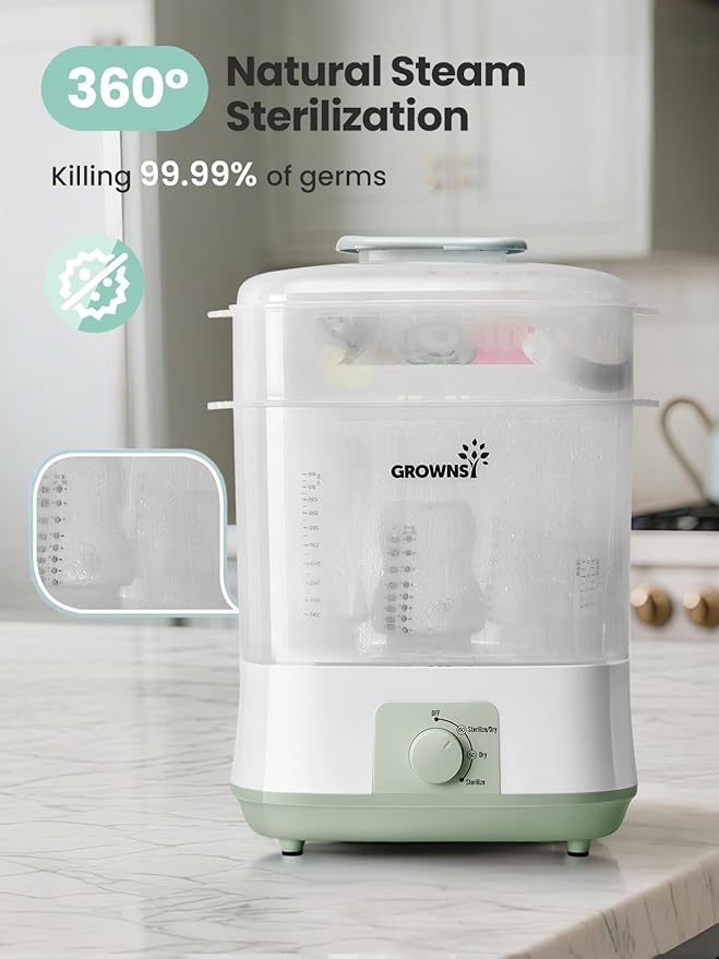 Grownsy Adjustable 4 in 1 Large Bottle Sterilizer and Dryer, 8 Bottles Capacity