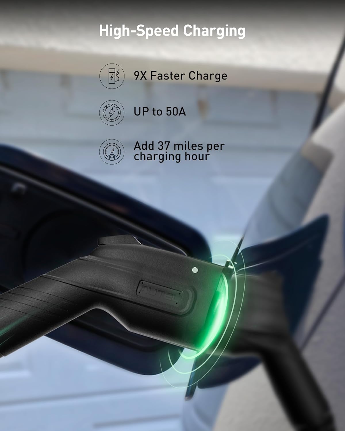 Autel Level 2 EV Charger up to 50Amp, 240V, Indoor/Outdoor Car Charging Station with J1772 Connector, Wi-Fi and Bluetooth Enabled EVSE, Hardwired,25-Foot Cable with Separate Holster, Dark Gray