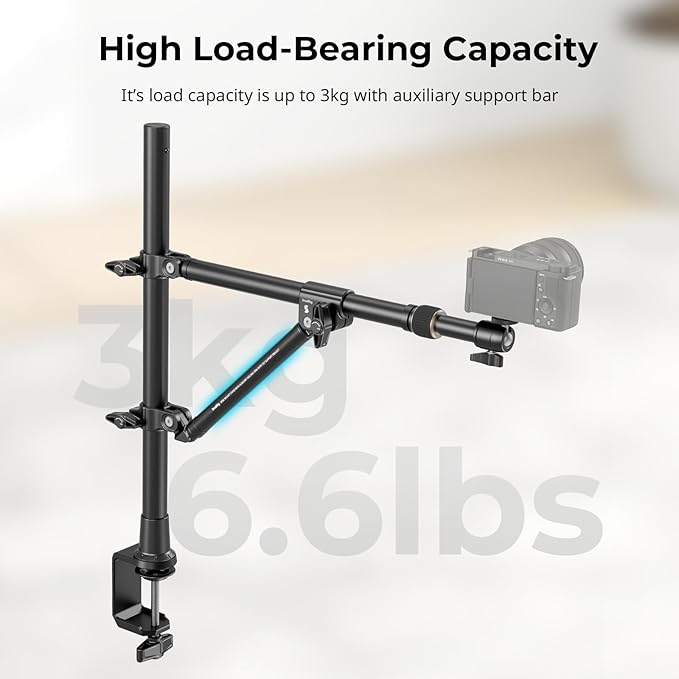SMALLRIG Triangle Camera Desk Mount, Max. Load 3kg/ 6.6lbs, Overhead Mount