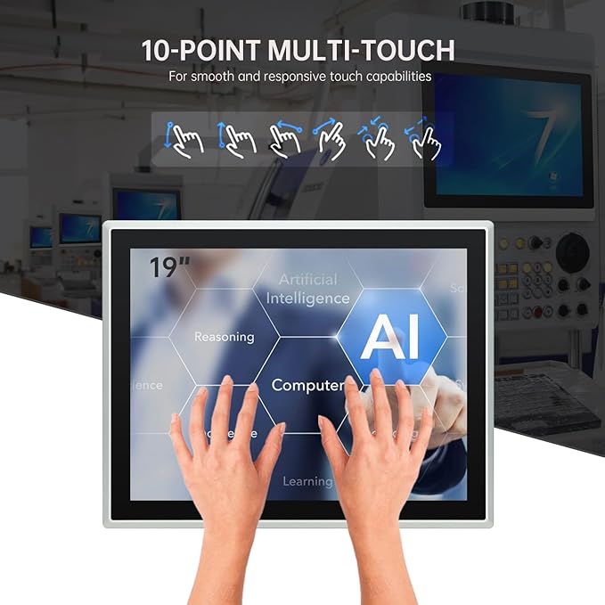 19-Inch Industrial Embedded Panel PC, Ratio 4:3 Multi-Touchscreen-Monitor