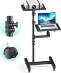 Projector Stand on Wheels, Dual-Tray Tripod Cart 45-64", Holds 20 lbs