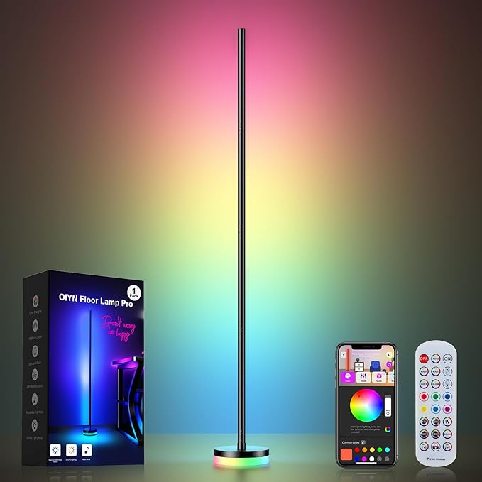 OIYN Corner Floor Lamp, RGBICW LED Corner Lamp