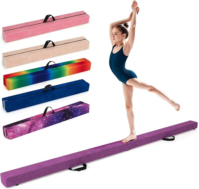 Giantex 7FT/8FT/9FT Balance Beam, Folding Gymnastics Beam w/Carry Handles