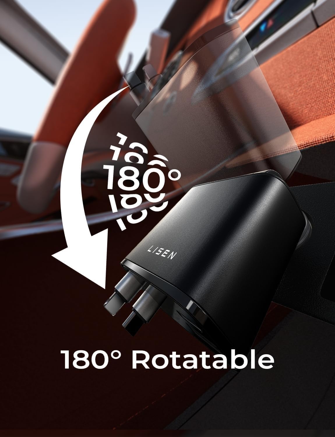 lisen retractable car charger 4 in 1 for, front angle view