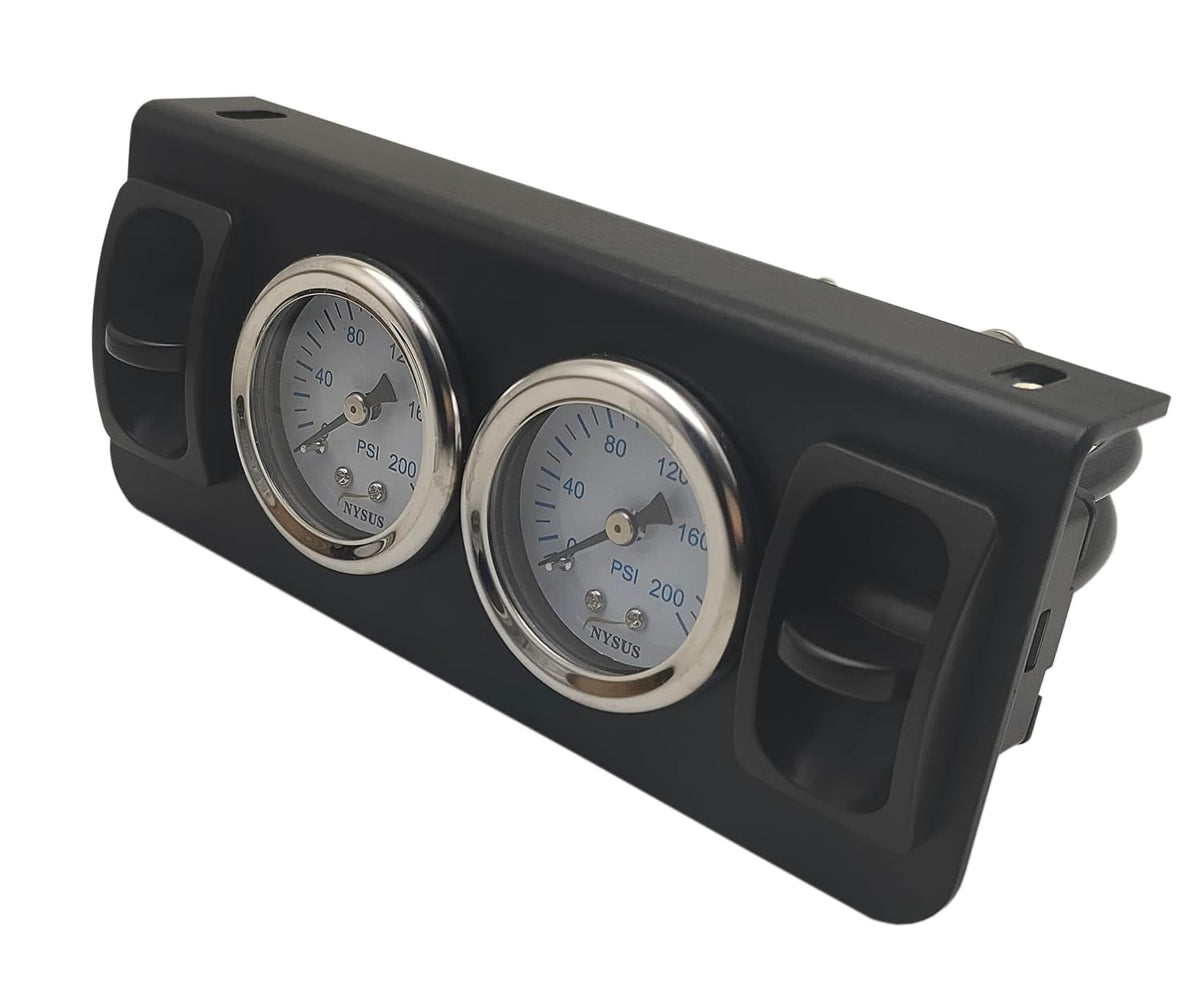 NYSUS Dual Air Gauge Controller Panel Paddle Valve Gauge with Paddle Switch for Air Suspension Kit Controller (Paddle Valve)