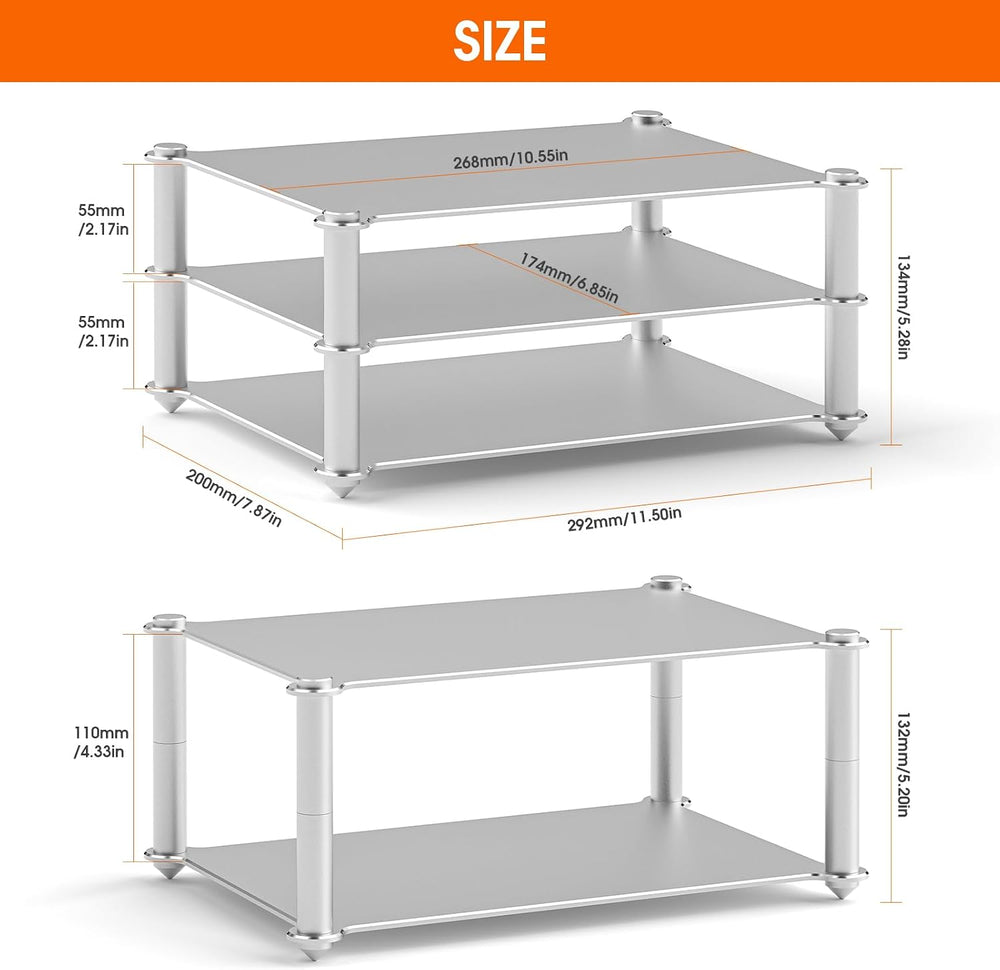 DoukAudio Aluminum Audio Rack Stand: Multi Layer Desktop HiFi Shelf for Ampli...