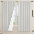 LAMIT 100% Blackout Linen Curtains 63 Inches Long, Linen Textured Living Room