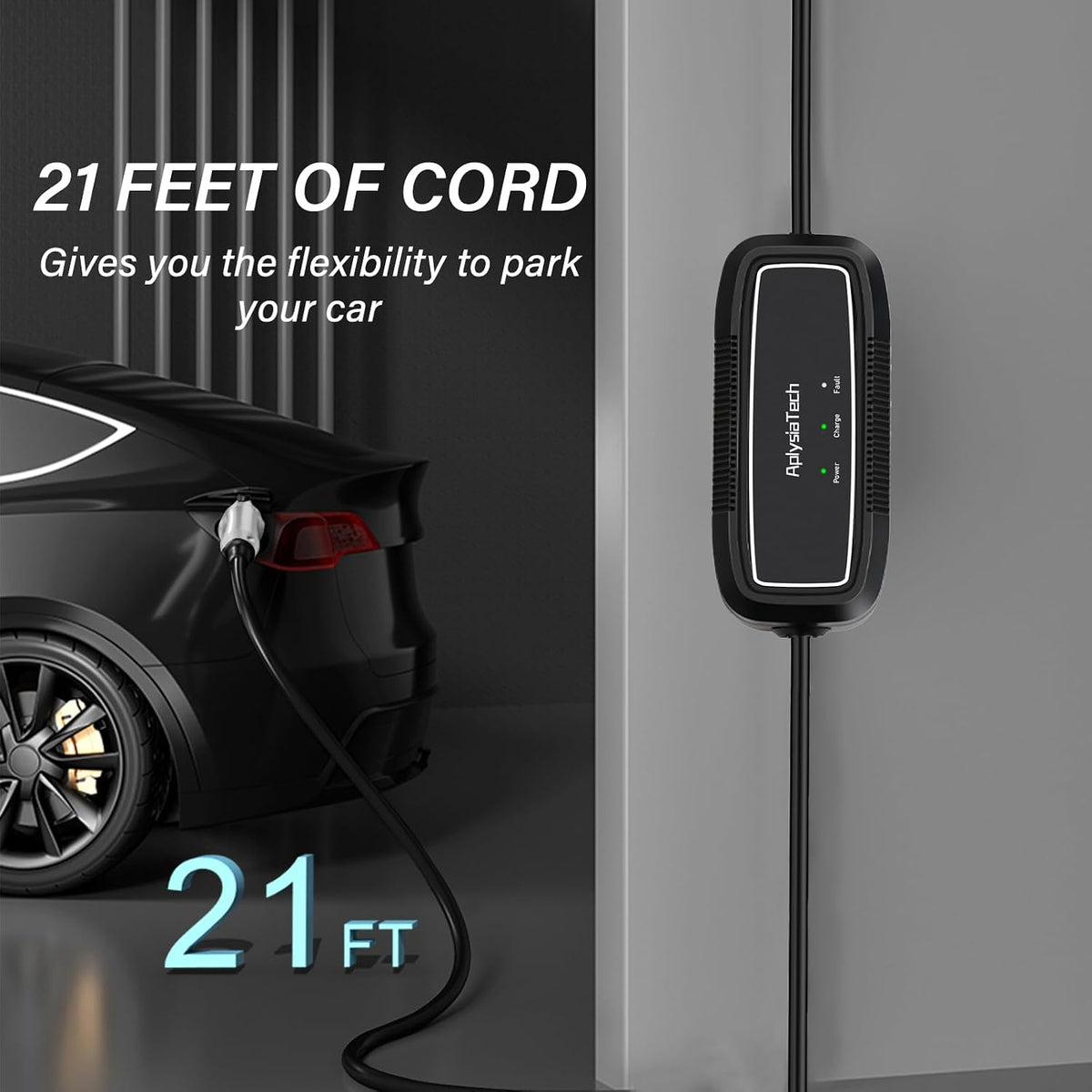 Level 1+2 EV Charger, 16Amp 110-240V, Portable SAE J1772 Electric Car Chargers, Plug-in EV Charging Station for Home,21 Ft Level 2 Charger Cable NEMA 6-20Plug(Tesla Need Adapter)